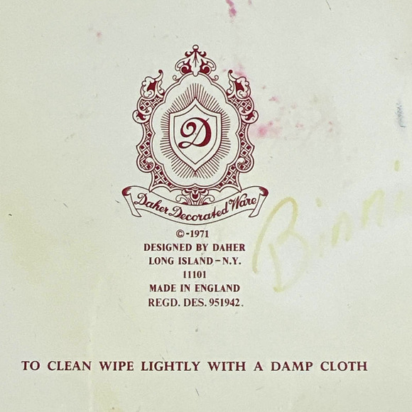 Vintage 1971 Daher Decorated Ware Round Tin Tray Bowl Roosters Floral Farmhouse - Picture 9 of 10